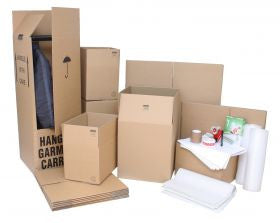 Large Moving Kit / Pack with Cardboard Moving Boxes, Wardrobe Boxes and Packing Accessories