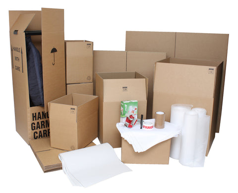 Super Size Moving Kit / Pack with Cardboard Wardrobe Boxes, Moving Boxes and Packing Accessories